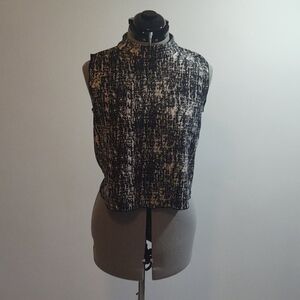 Vince Camuto Black and White Print Top Sz S